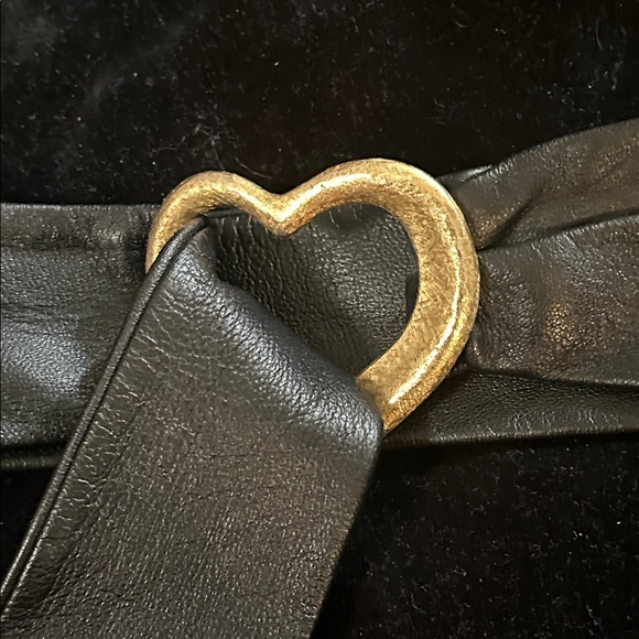Black Leather Belt with Gold Heart Buckle O/S main image 4
